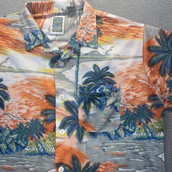 Ocean Current Mens Sz Large Hawaiian Shirt Palm Tree Tropical Casual Breathable - Picture 7 of 8